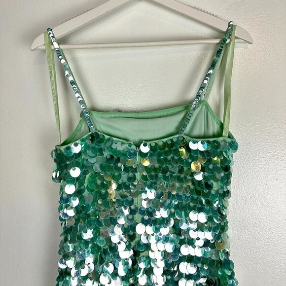 MAC DUGGAL Paillette Square Neck Cocktail Minidress in Mint Size X-Small - Picture 7 of 9